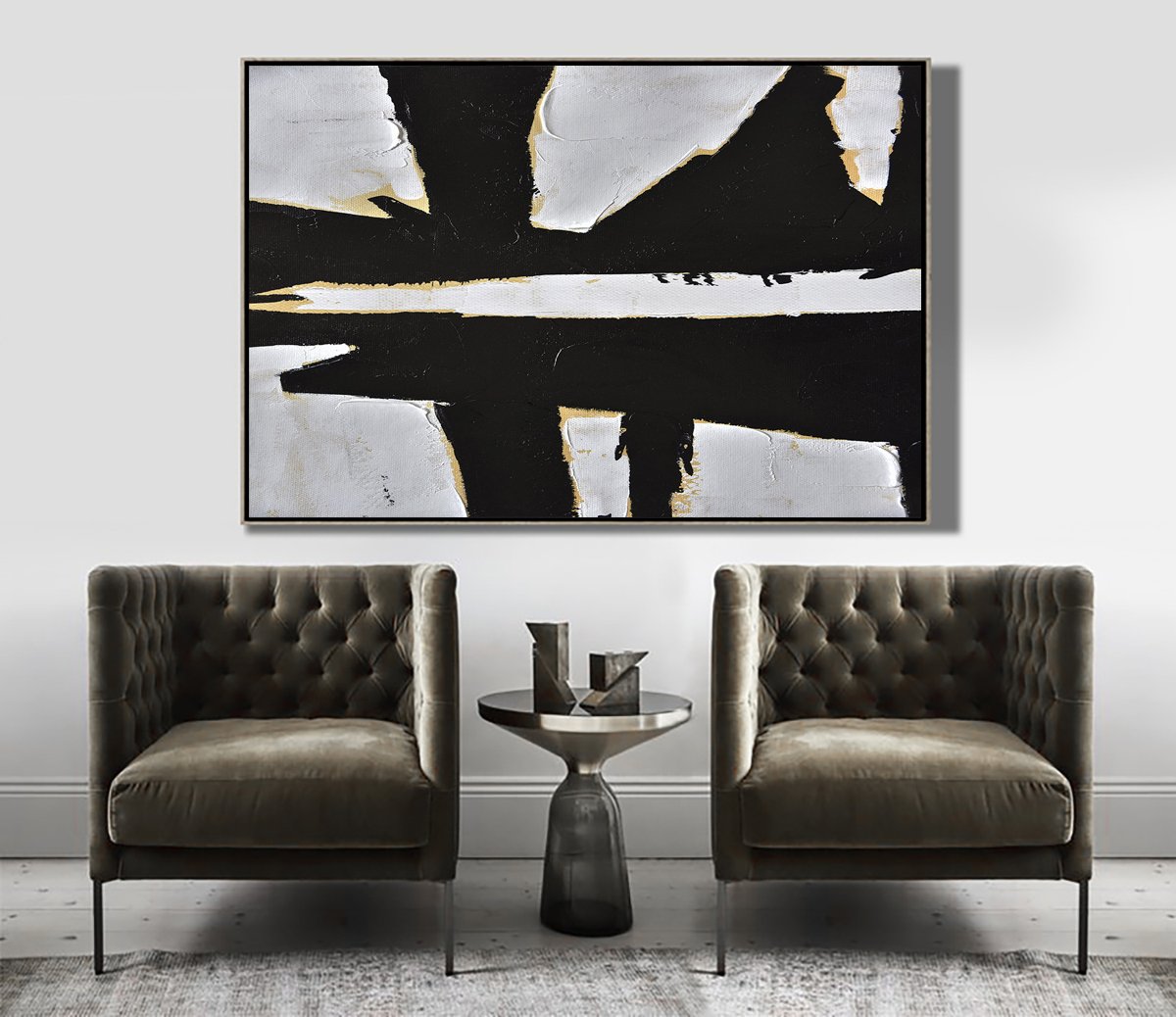 Horizontal Palette Knife Minimalist Art #C21Z